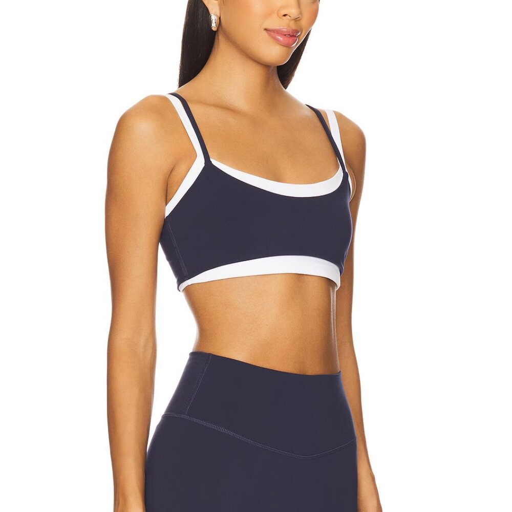 Women's Navy Contrast Trim Sports Bra